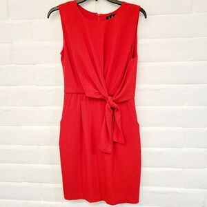 Lulu's Small Red Faux Wrap Dress With Tie Front and Pockets